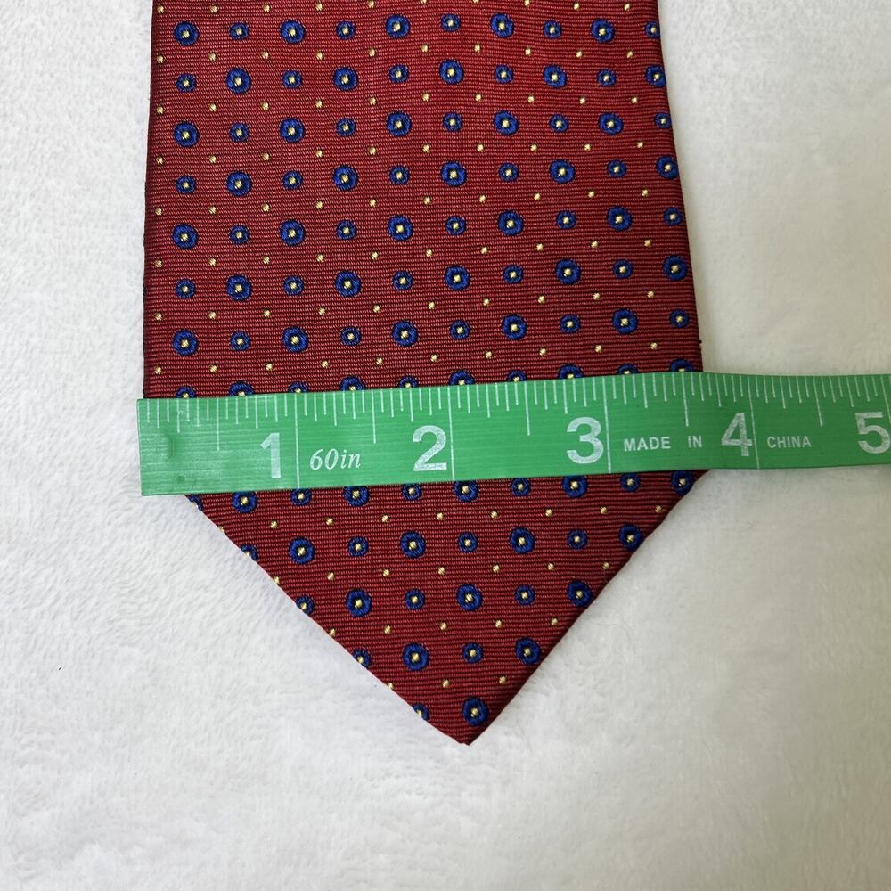 Lauren Ralph Lauren Men's Red Geometric Silk Neck Tie Blue/Ylw Dots Circles USA - Picture 2 of 7